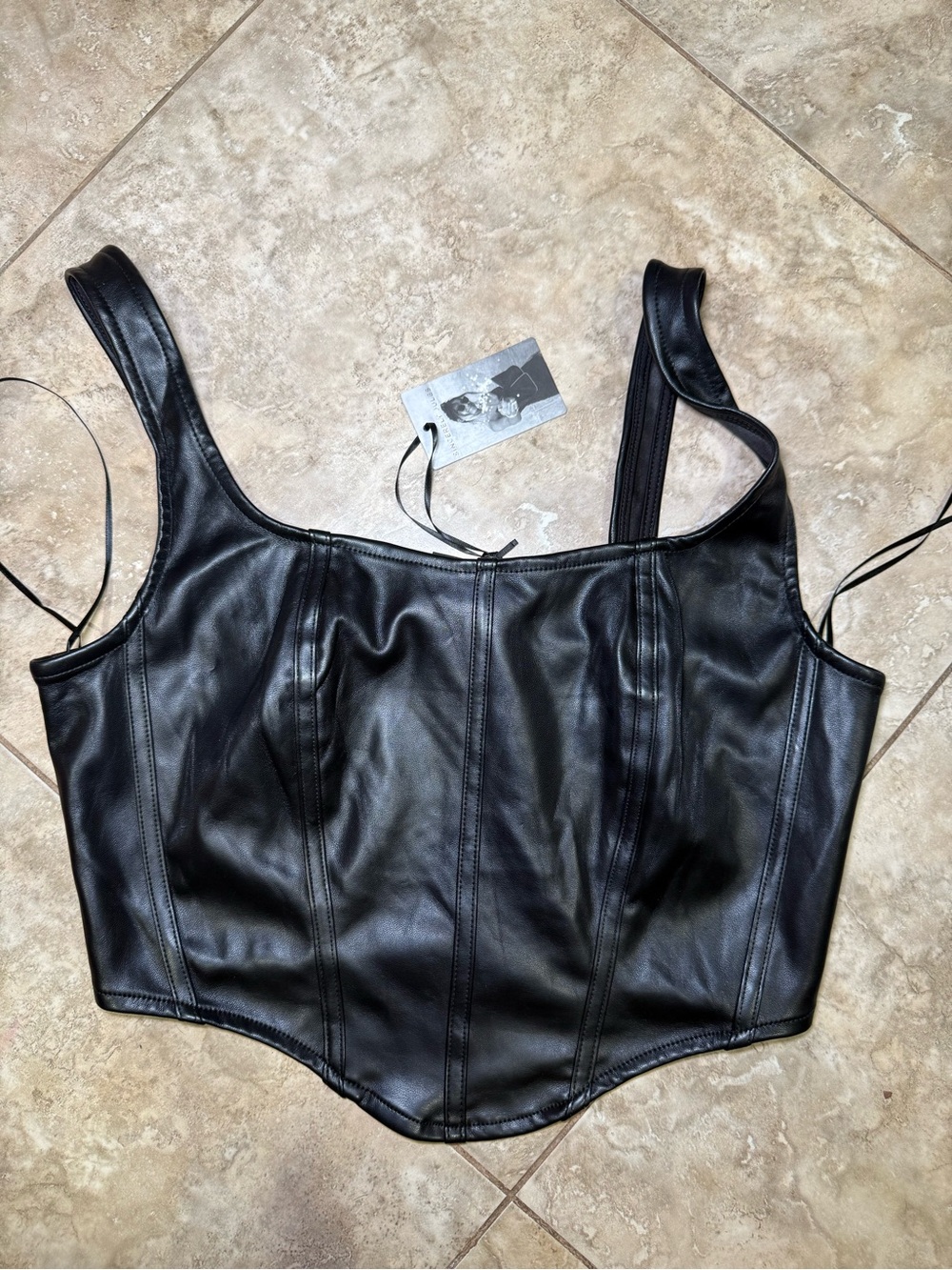 Sincerely Jules Faux Leather Cropped Corset Top